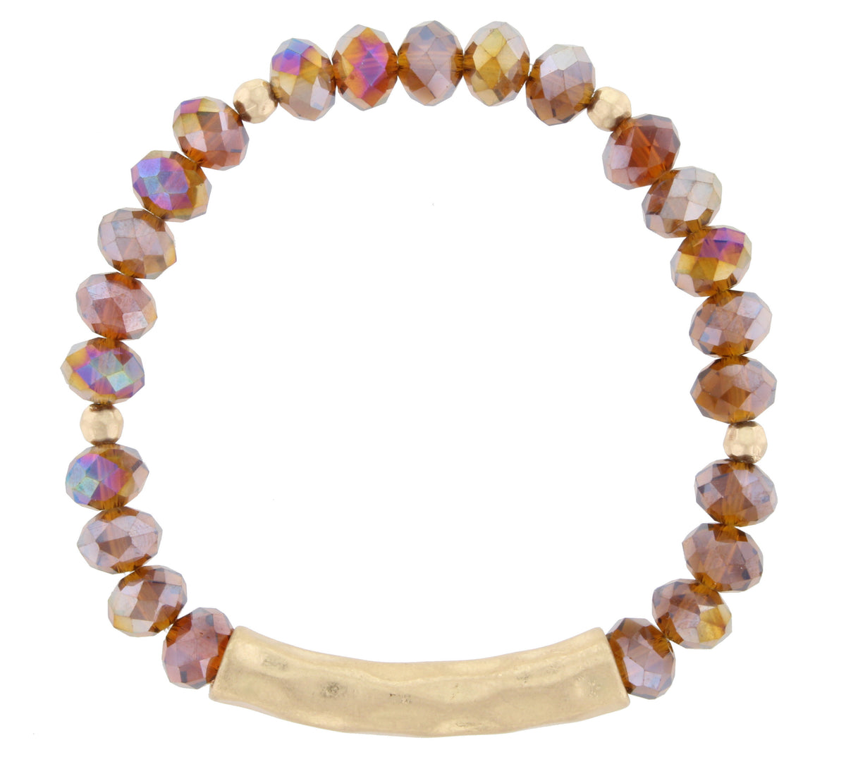 Faceted Beads with Hammered Worn Gold Bar - Debs Boutique  LLC