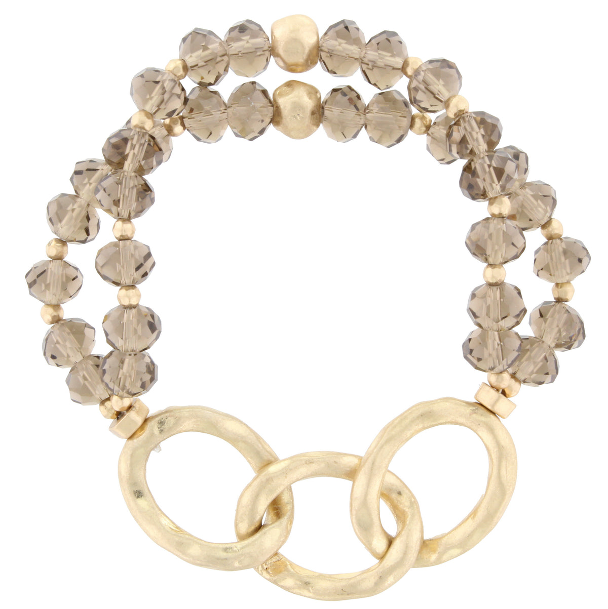 Double Strand Faceted Beads with Hammered Worn Gold Links - Debs Boutique  LLC