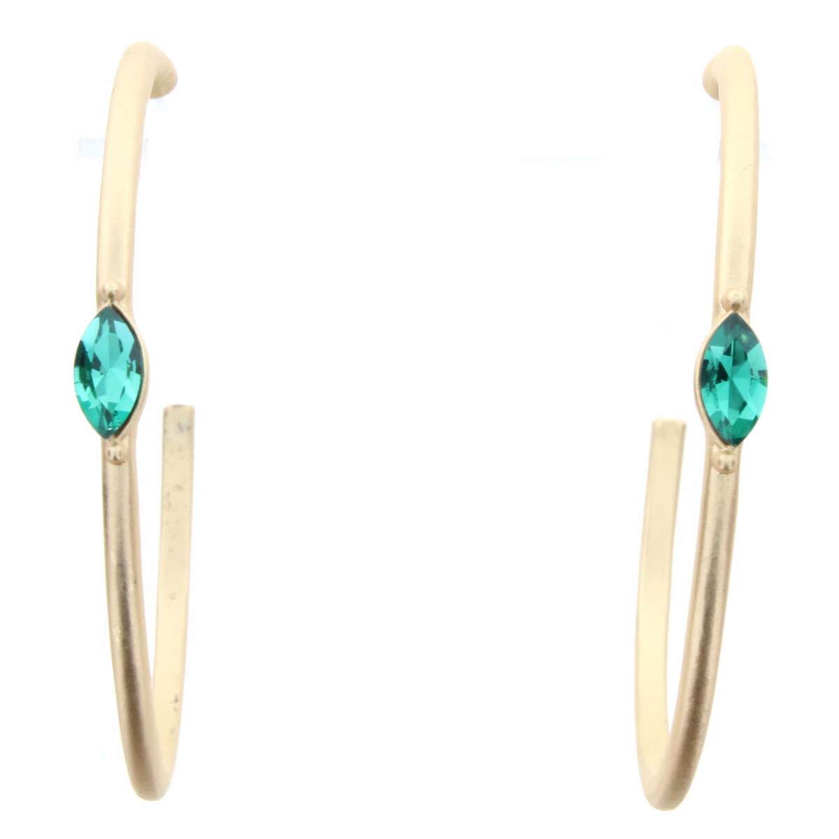 Gold Hoop with Emerald Crystal Marquise Earring - Debs on 5th