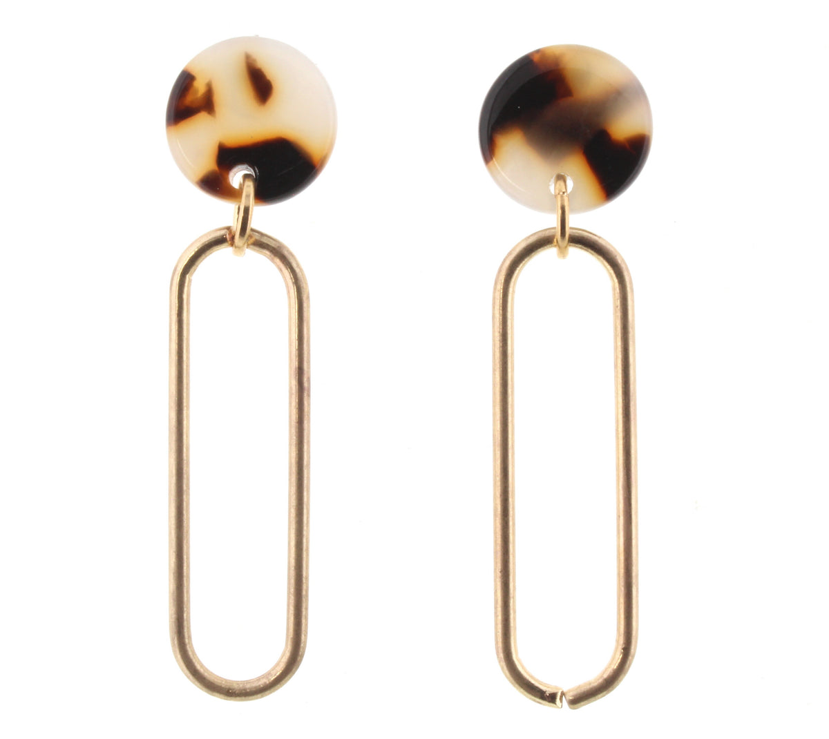 White Leopard Resin Disk with Rounded Gold Rectangle - Debs on 5th