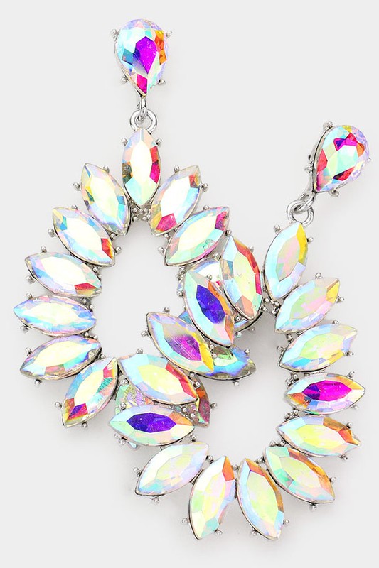 Marquise Stone Cluster Teardrop Evening Earrings - Debs on 5th