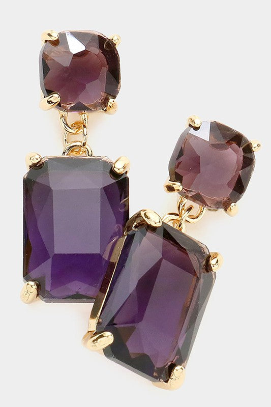 Square Rectangle Link Dangle Evening Earrings - Debs on 5th