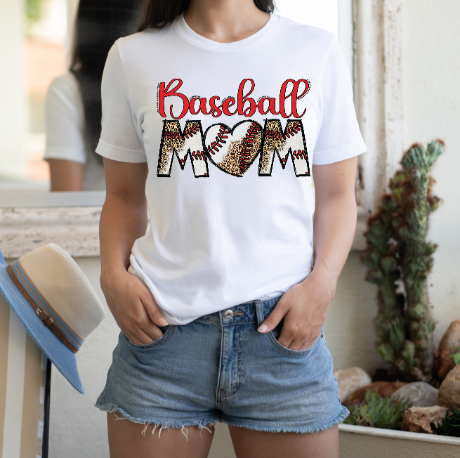 Baseball Mom Leopard Graphic Tee - Debs on 5th