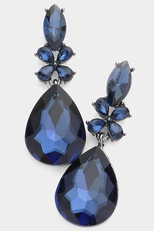Teardrop Stone Accented Dangle Evening Earrings - Debs on 5th