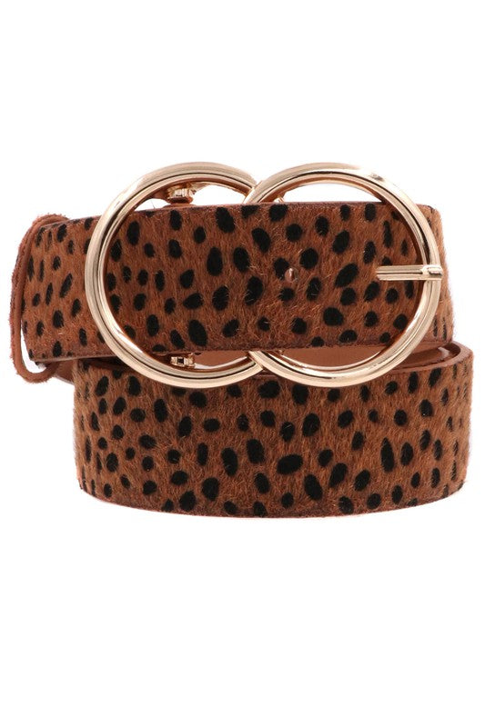 Cheetah Print Metal Ring Buckle Belt - Debs on 5th