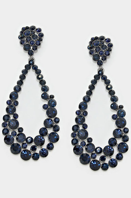 Crystal Bubble Cluster Teardrop Evening Earrings - Debs on 5th
