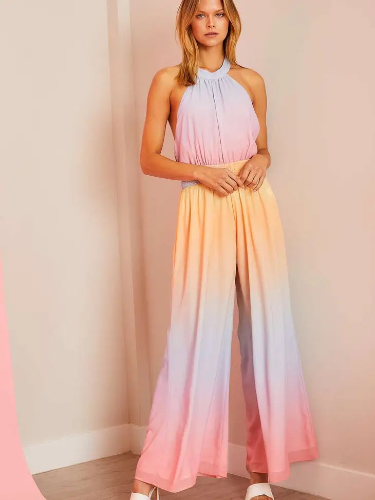 Back Tie Ombre Jumpsuit - Debs on 5th