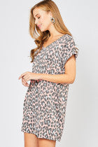 Leopard Print Scoop Neck Dress w/Pockets - Debs on 5th