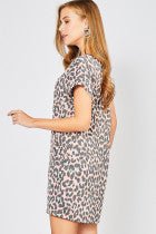 Leopard Print Scoop Neck Dress w/Pockets - Debs on 5th