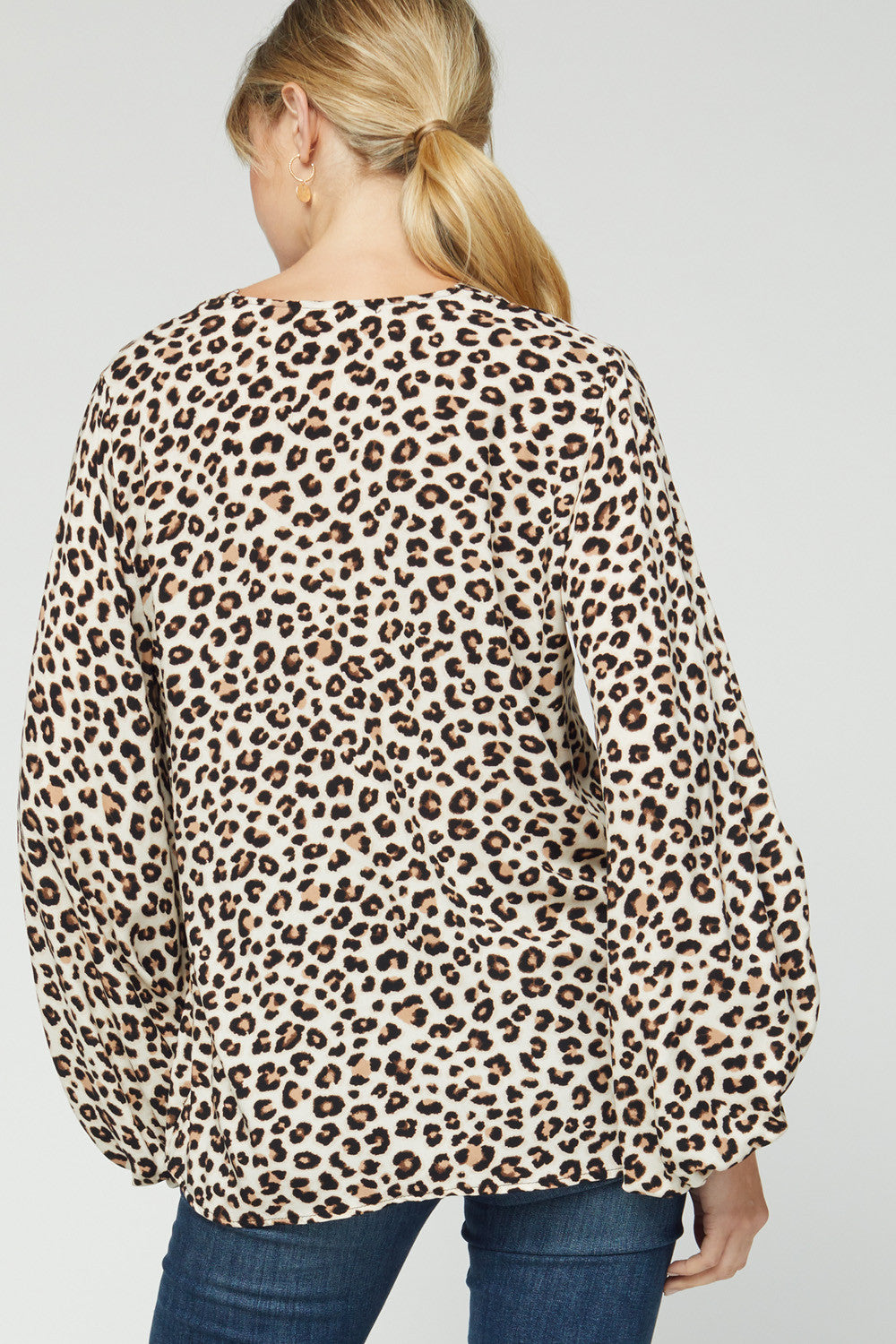 Leopard Print Top w/Puff Sleeves - Debs on 5th