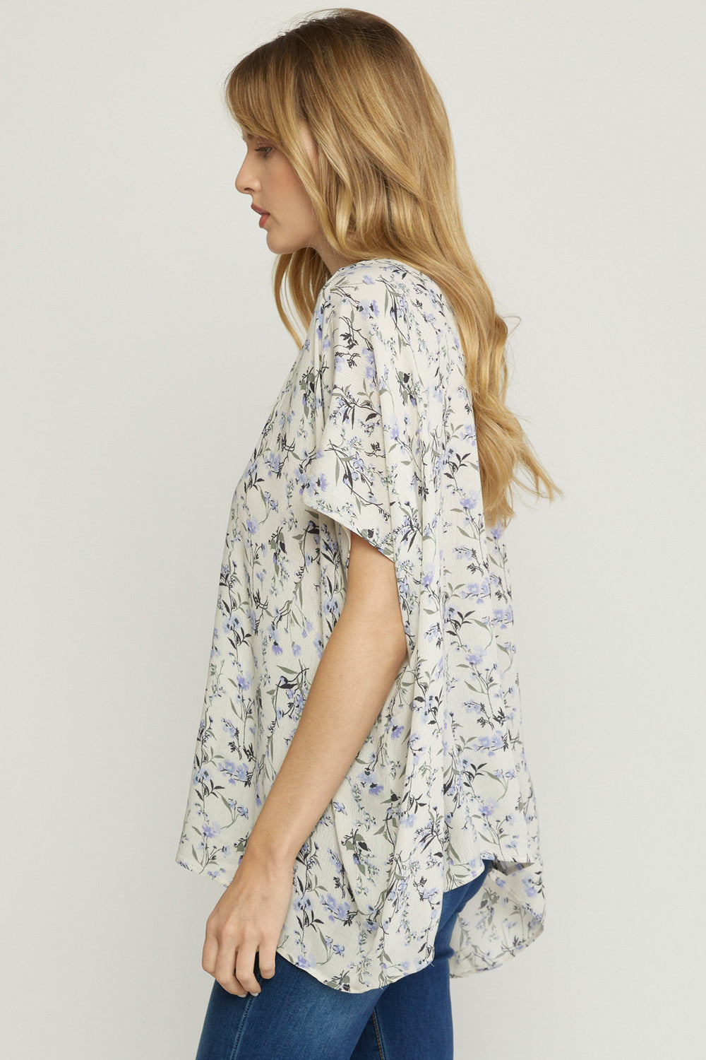 Floral Print Placket Detail Top - Debs on 5th