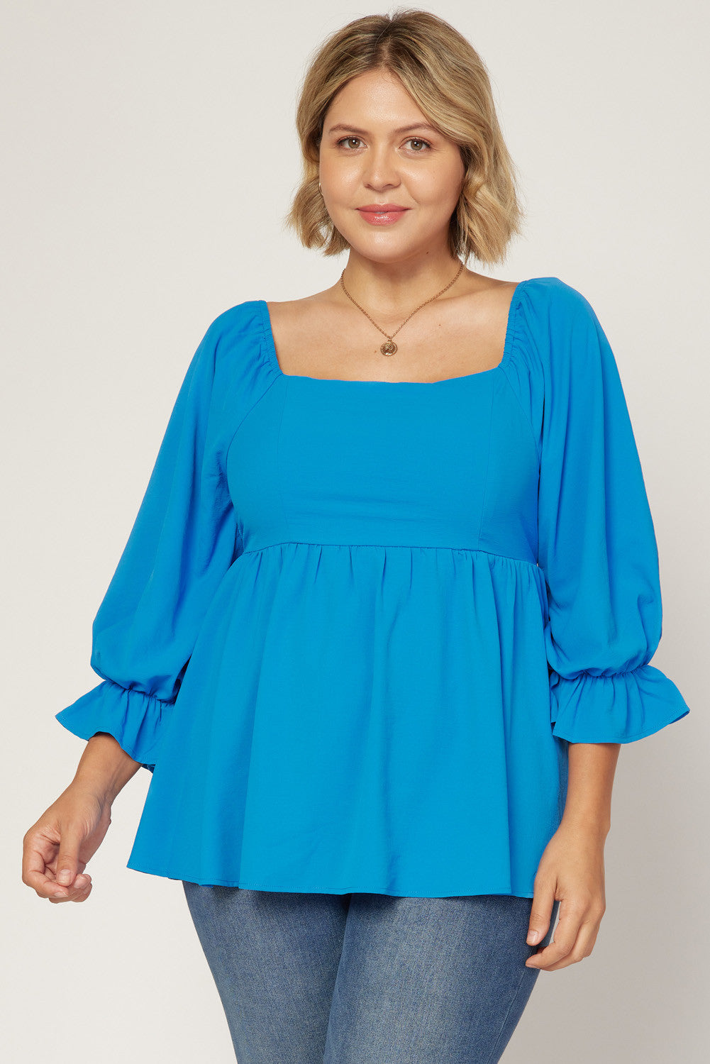 Smocked Back Square Neck Top - Debs on 5th