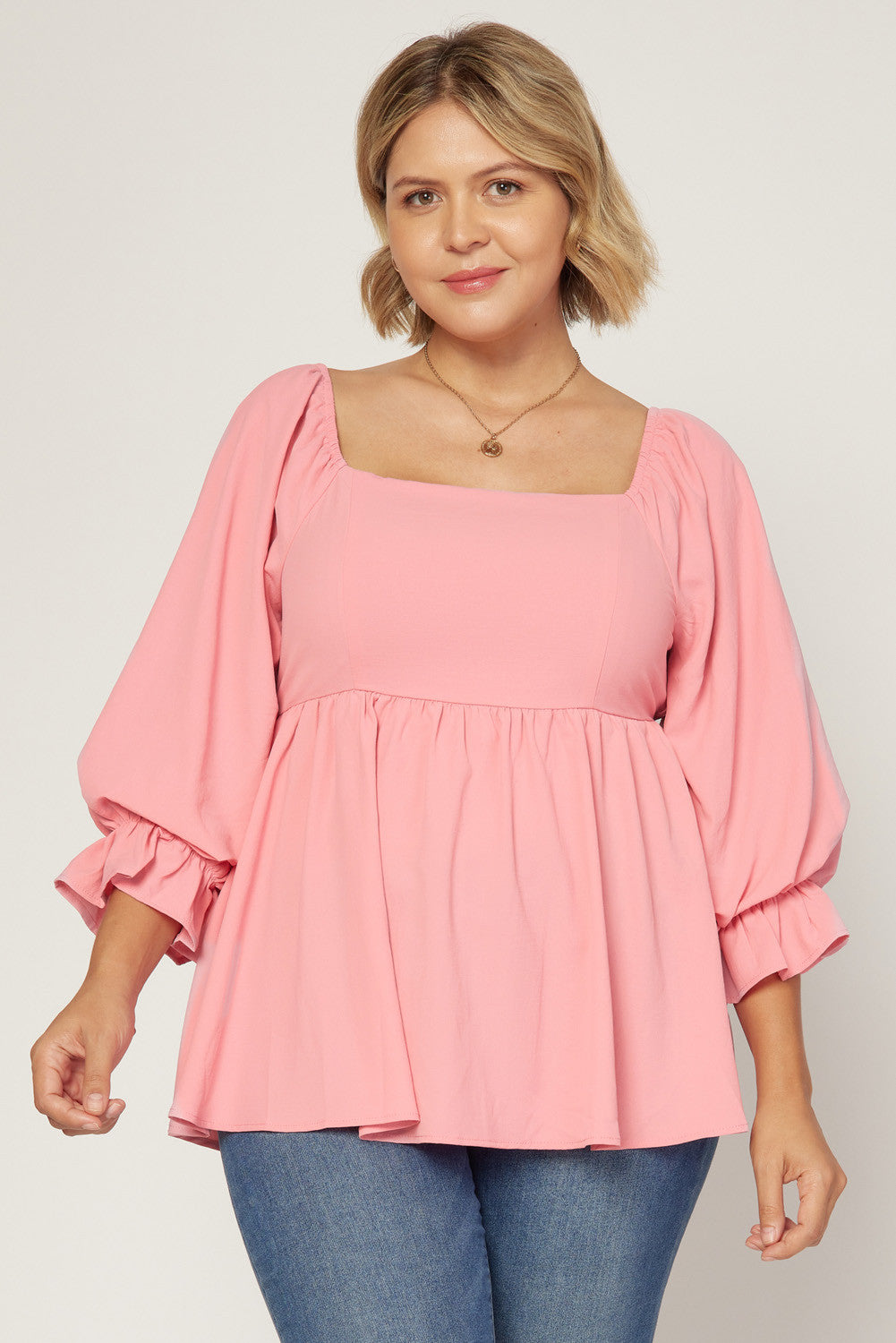 Smocked Back Square Neck Top - Debs on 5th