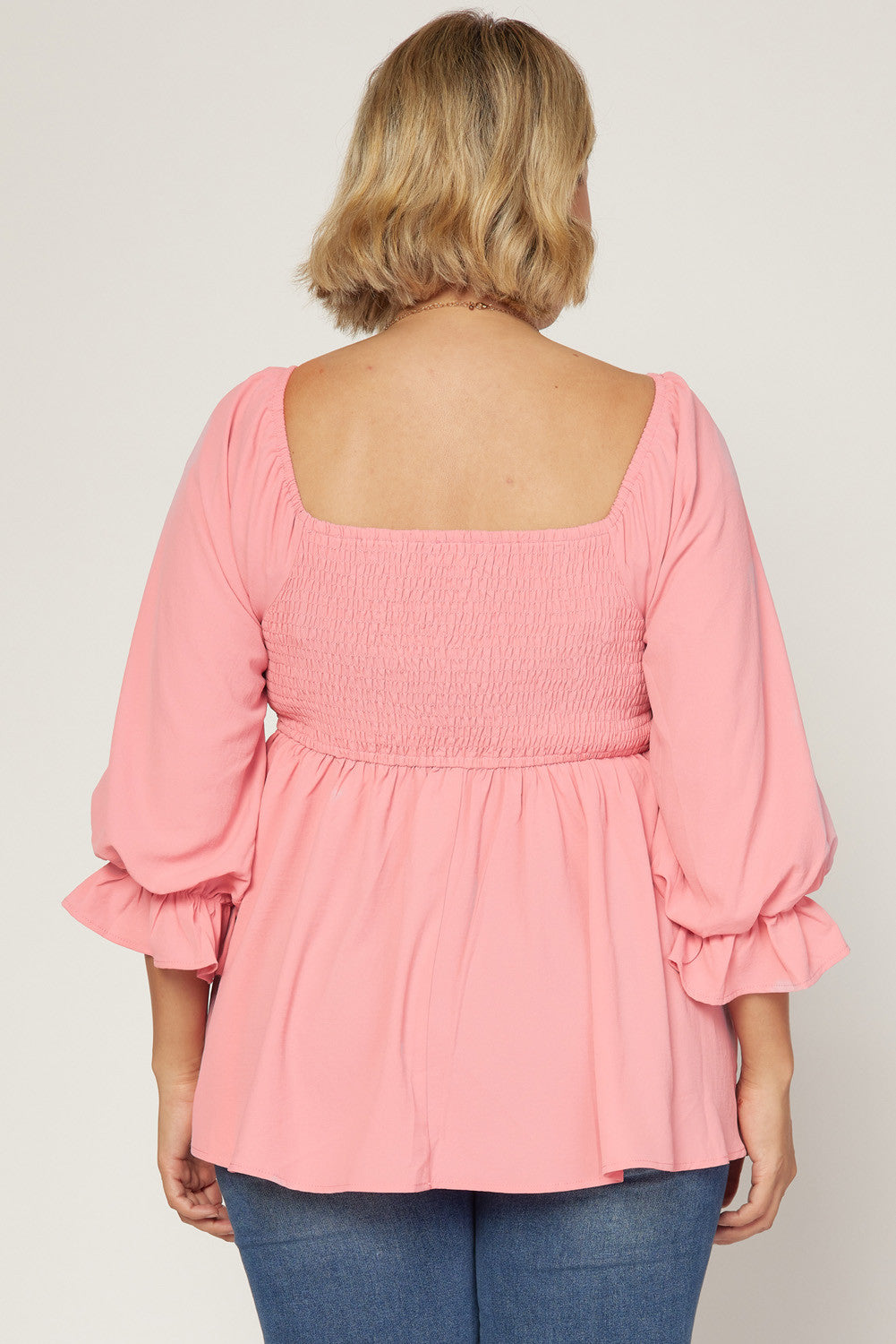 Smocked Back Square Neck Top - Debs on 5th