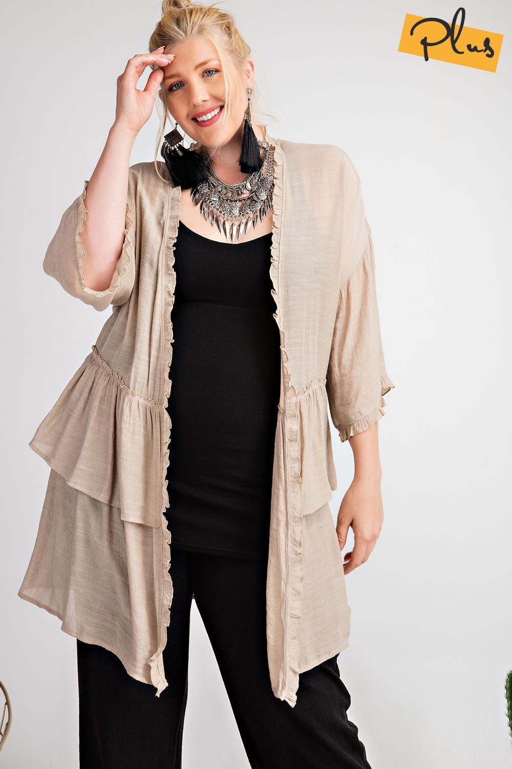 Plus Size Bright Future Ruffled Cardigan - Debs on 5th