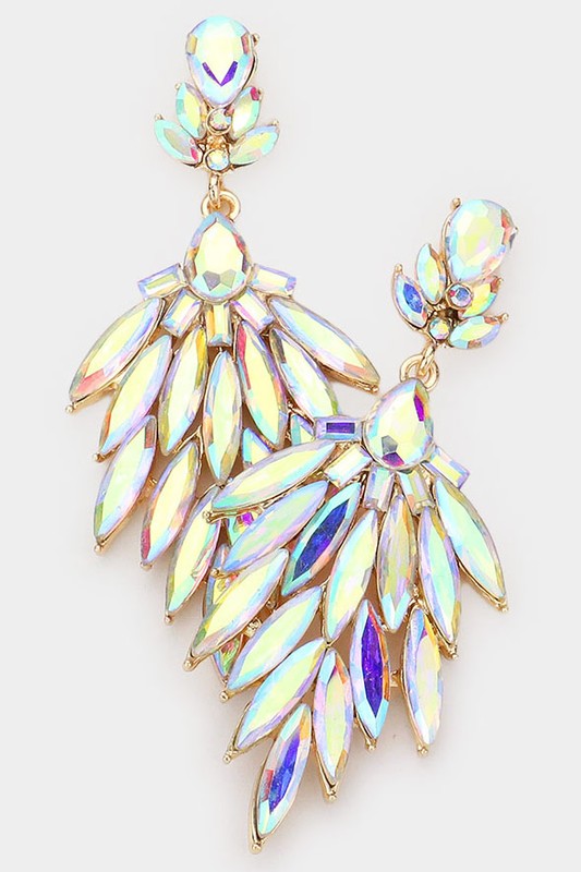 Marquise Stone Cluster Dangle Evening Earrings - Debs on 5th