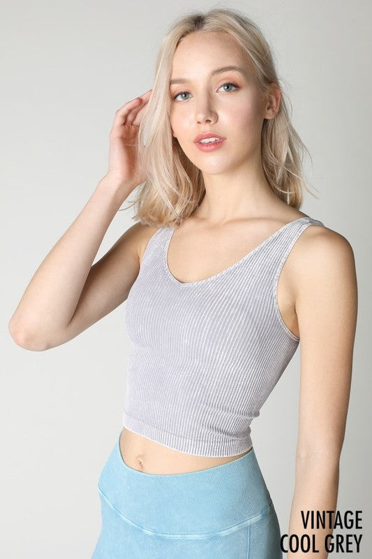 Solid Tank Top Cropped Rib Top - Debs on 5th