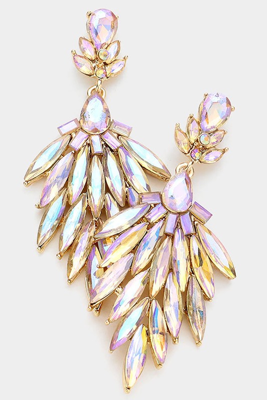 Marquise Stone Cluster Dangle Evening Earrings - Debs on 5th