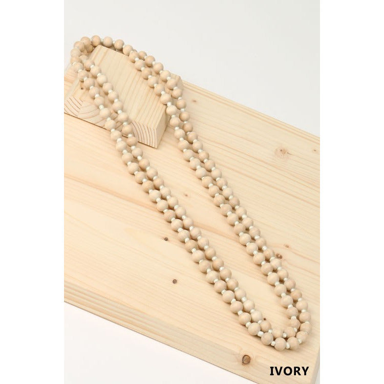 Wood Beaded Long Necklace - Debs Boutique  LLC