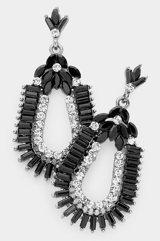 Baguette Cut Crystal Rhinestone Evening Earrings - Debs on 5th