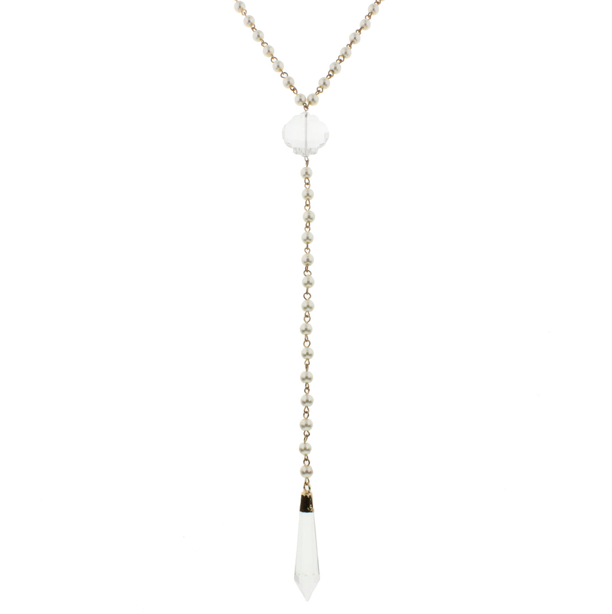 46" Hunter Green Beaded Lariat with Druzy - Debs on 5th