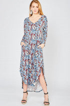 Floral Print V-Neck Floral Maxi Dress - Debs on 5th