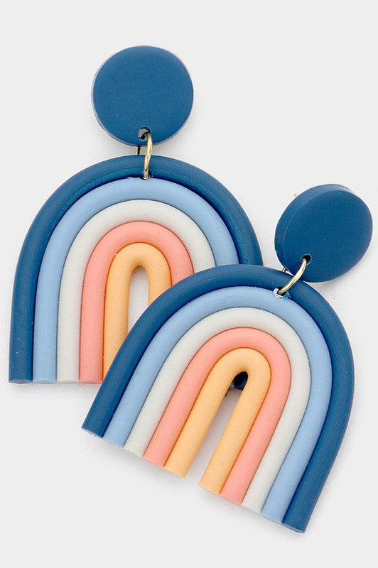 Rainbow Polymer Clay Dangle Earrings - Debs on 5th