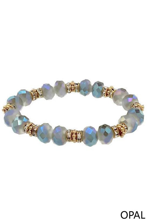 Glass Bead Rondelle Stretch Bracelet - Debs on 5th