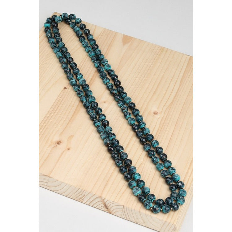 Wood Beaded Long Necklace - Debs Boutique  LLC