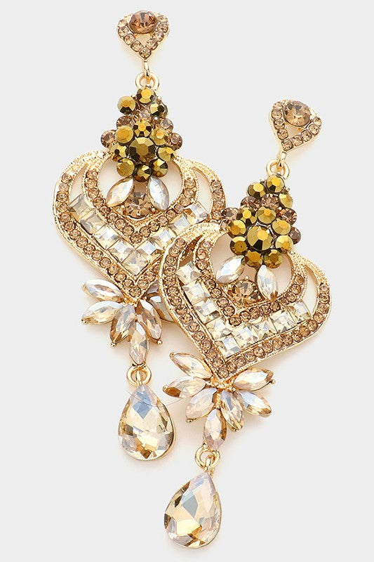 Crystal Heart Teardrop Evening Earrings - Debs on 5th