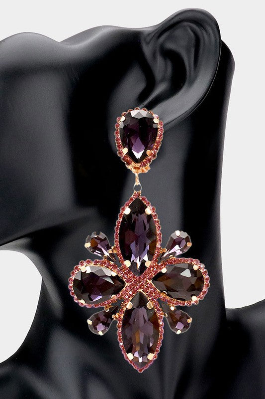 Teardrop Marqusie Stone Clip on Evening Earrings - Debs on 5th