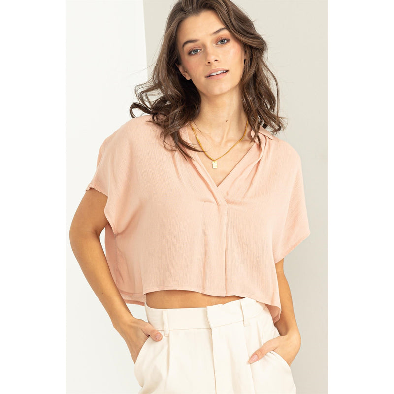 Lovely Time Placket Crop Top - Debs on 5th