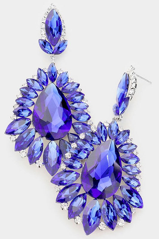 Teardrop Crystal Marquise Accented Evening Earrings - Debs on 5th