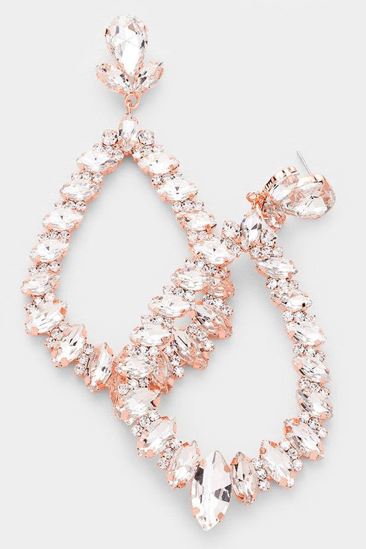 Marquise Crystal Statement Evening Earrings - Debs on 5th