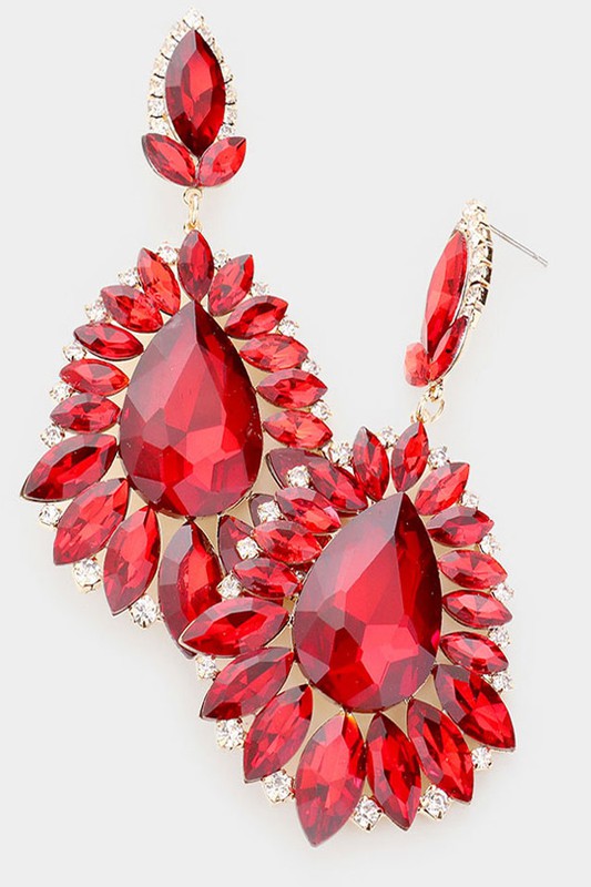 Teardrop Crystal Marquise Accented Evening Earrings - Debs on 5th