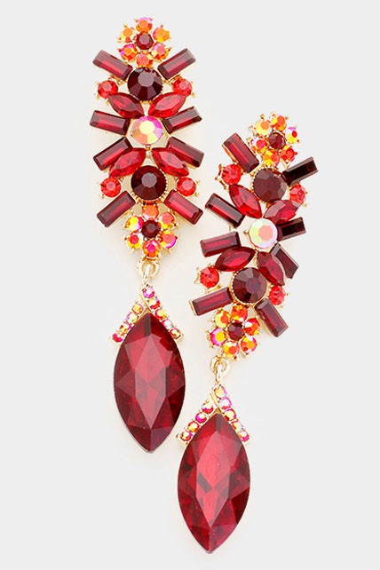 Marquise Glass Crystal Drop Evening Earrings - Debs on 5th
