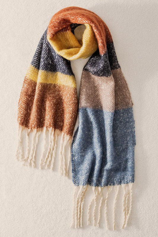 Multi Stripe Cozy Scarf with Fringe - Debs on 5th