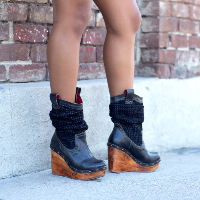 Bruges II Slouchy Leather Wedge Boots - Debs on 5th