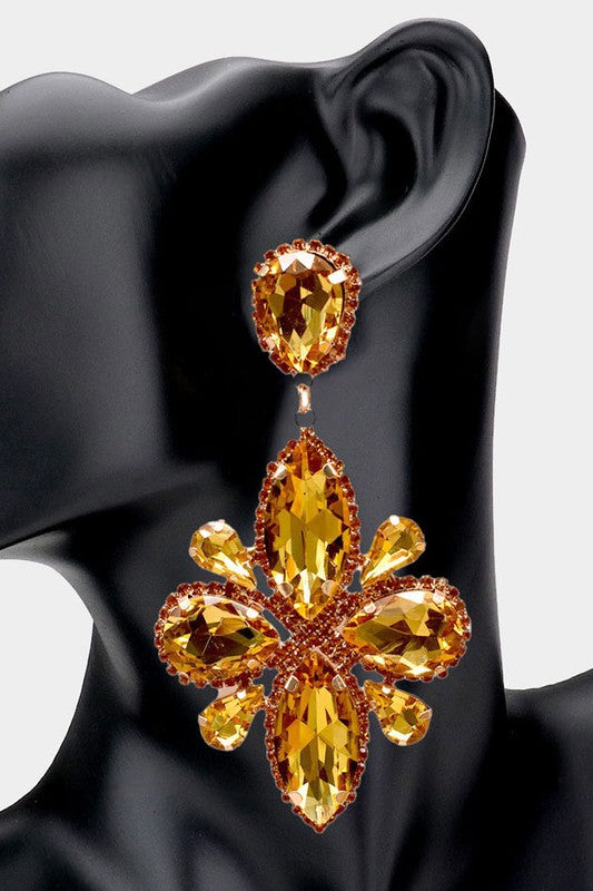 Teardrop Marqusie Stone Clip on Evening Earrings - Debs on 5th